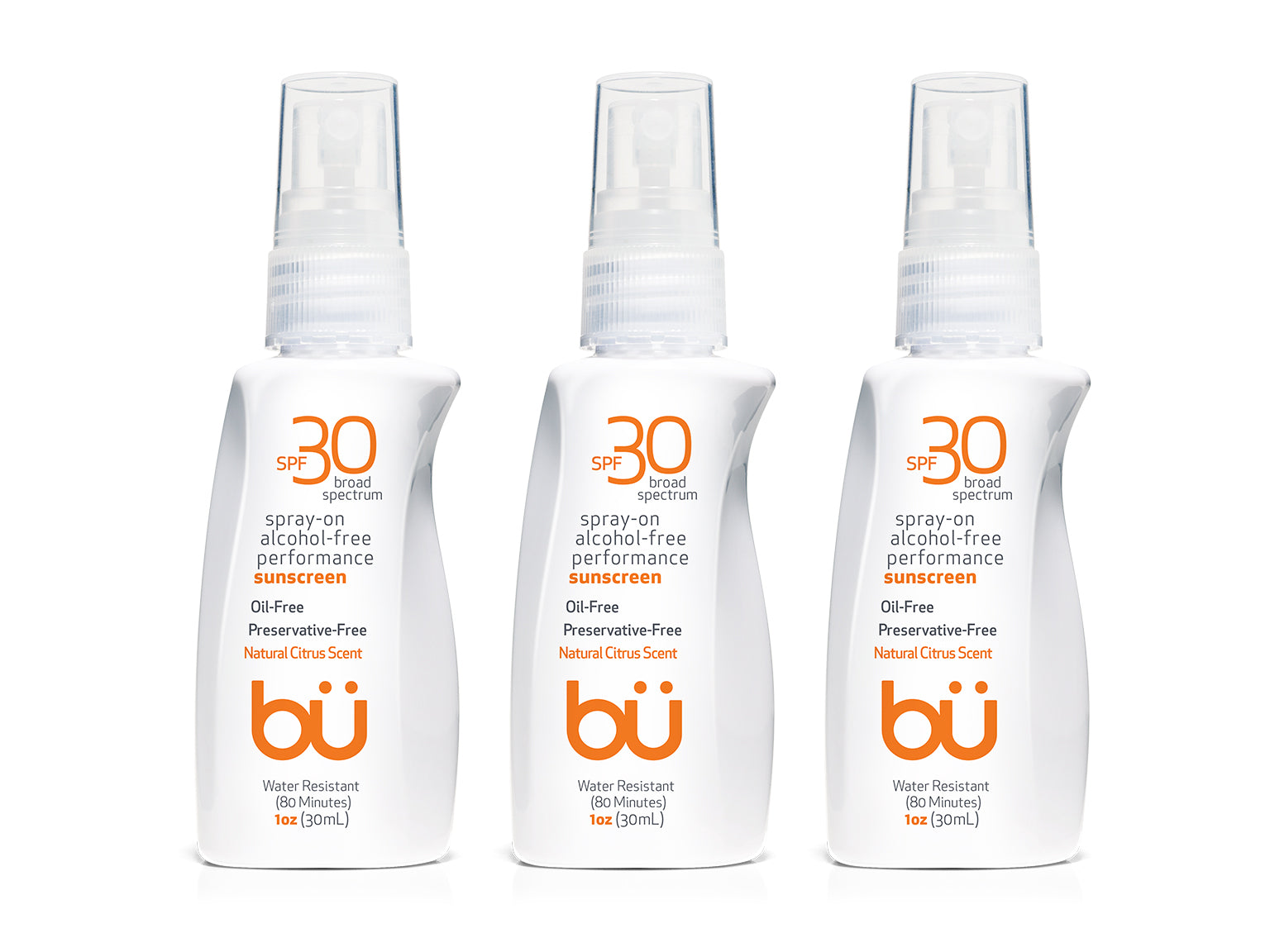 3 Pack- Bu SPF 30 Ultrafine WOWmist Sunscreen - Natural Citrus